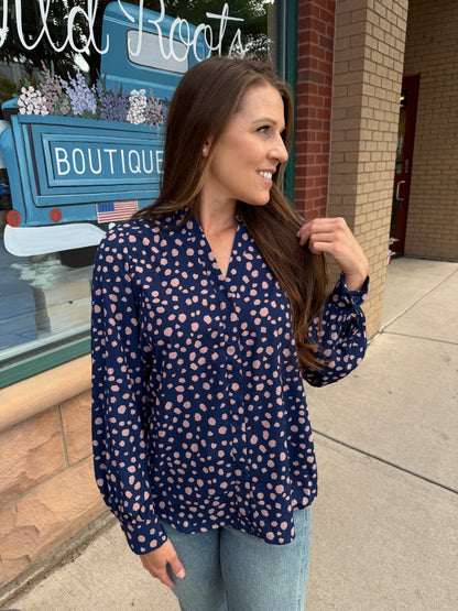Suki V-Neck Printed Blouse