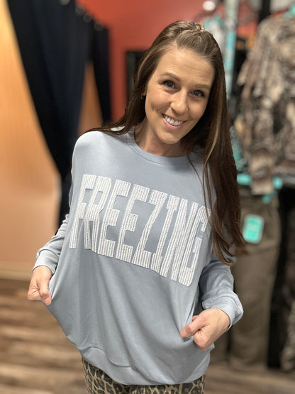 Embroidered Ribbed Freezing Pullover