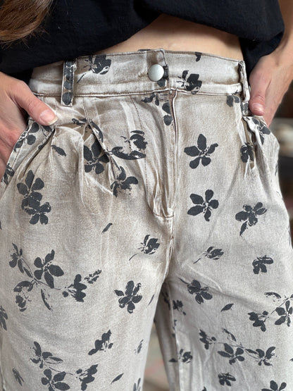 Mocha Floral Wide Leg Pants