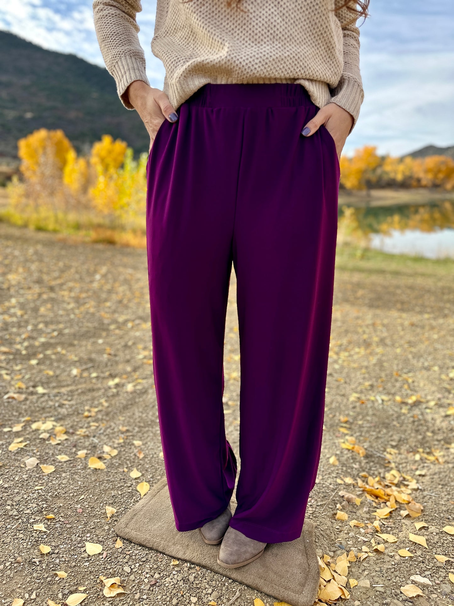 Solid Wide Leg Pants