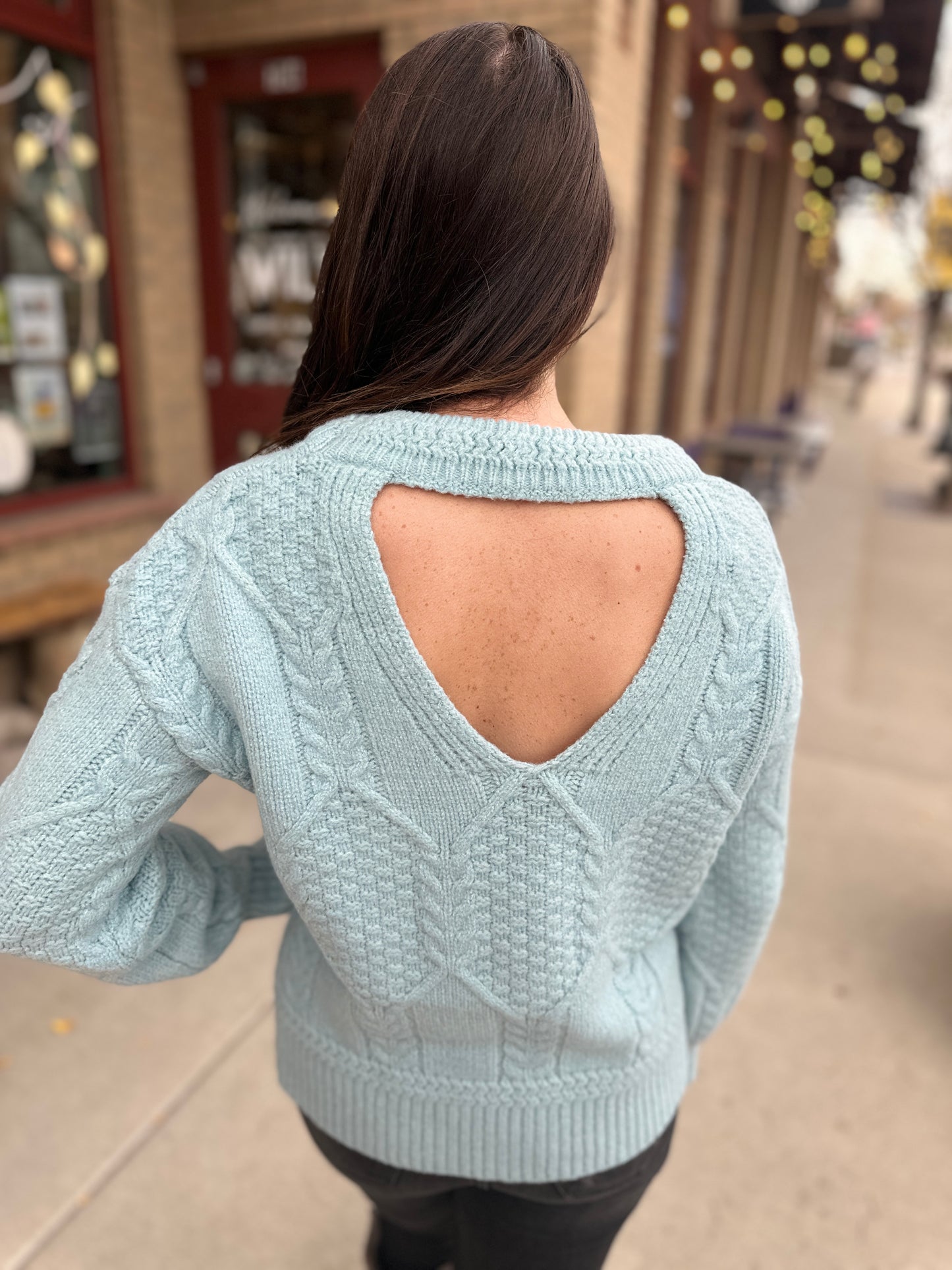 Knit Sweater with Back Cut Out