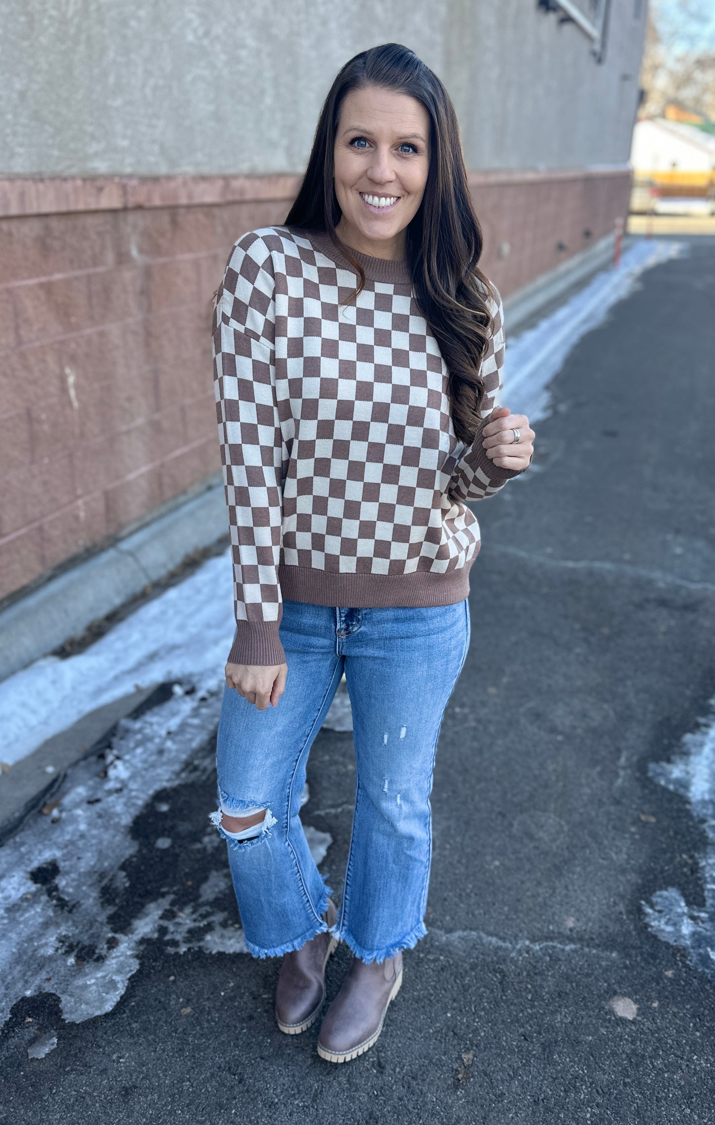 Checkered Pullover Sweater