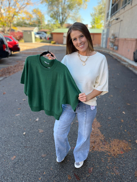 Solid Dolman Elbow Sleeve Top