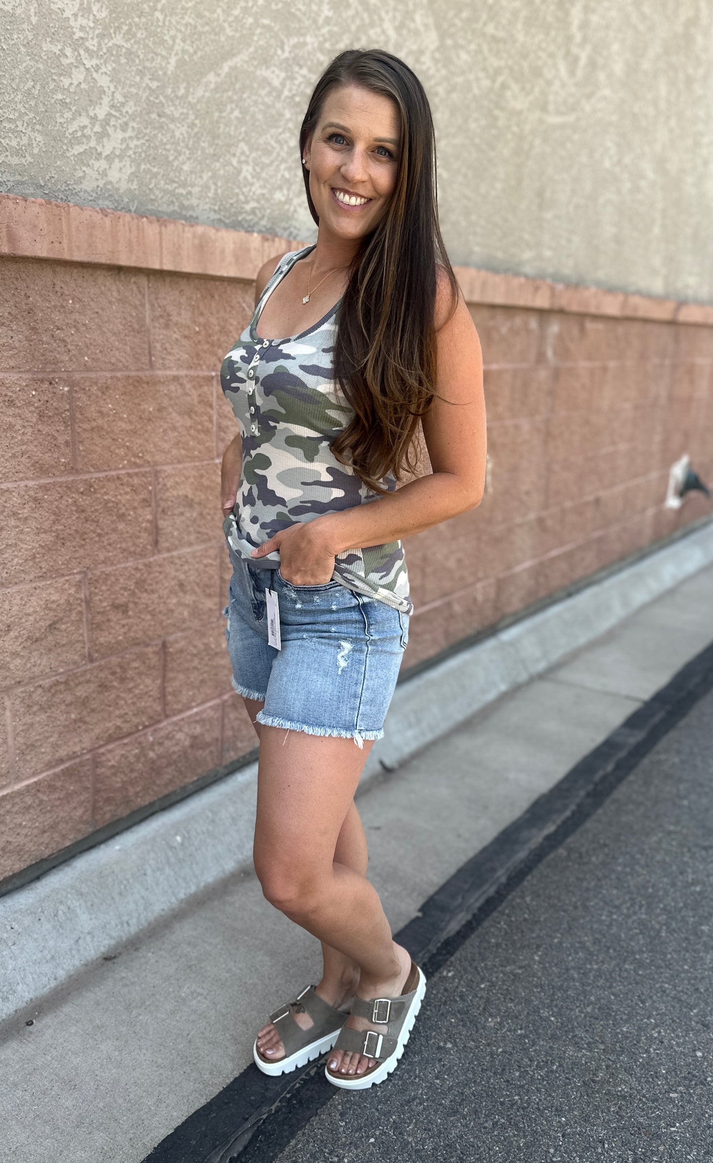 Camo and Button Tank