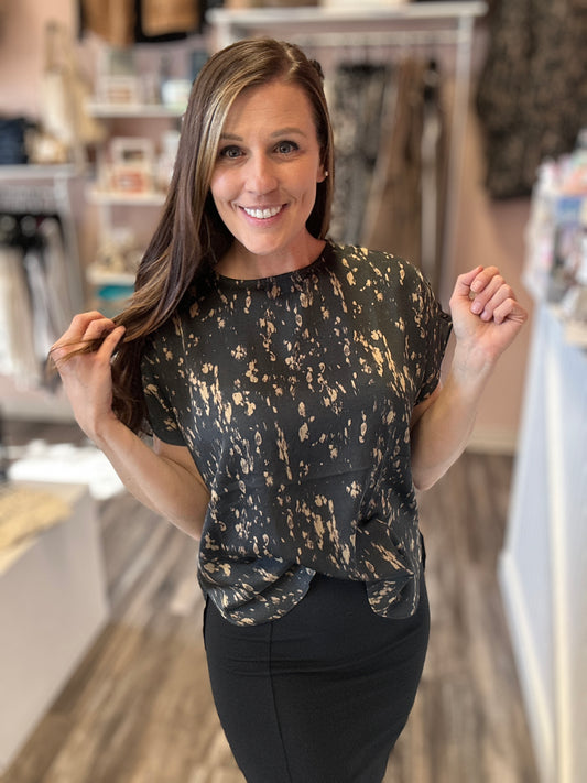 Abstract Print Dolman Short Sleeve