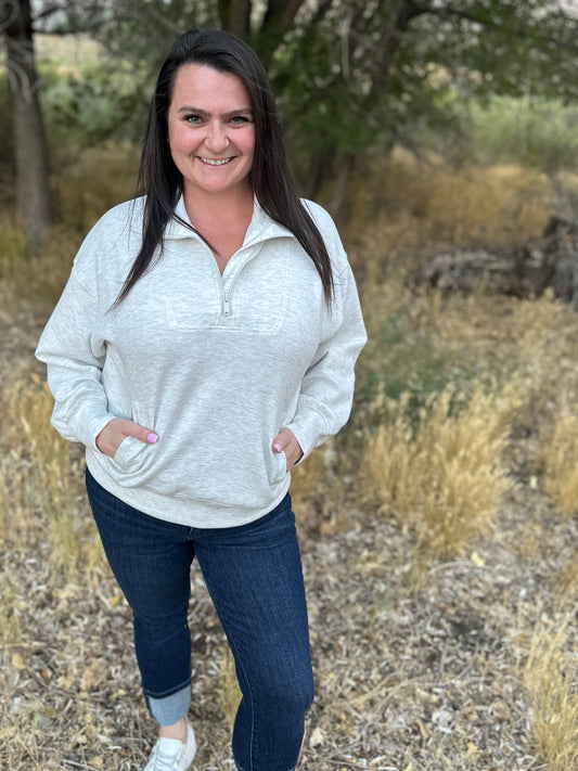 Quarter Zip Heather Grey Pullover