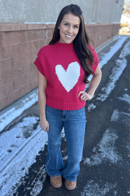 Heart Short Sleeve Sweater