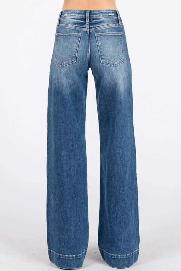 Lynn Mid Rise Wide Leg Jeans