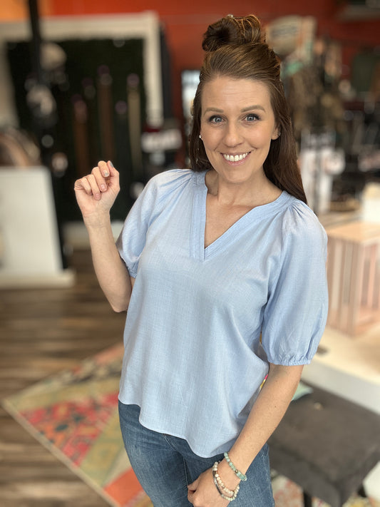 V-Neck Blouse Short Sleeve