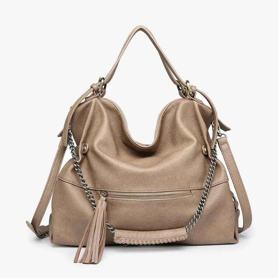 Rustic Slouchy Tote with Chain