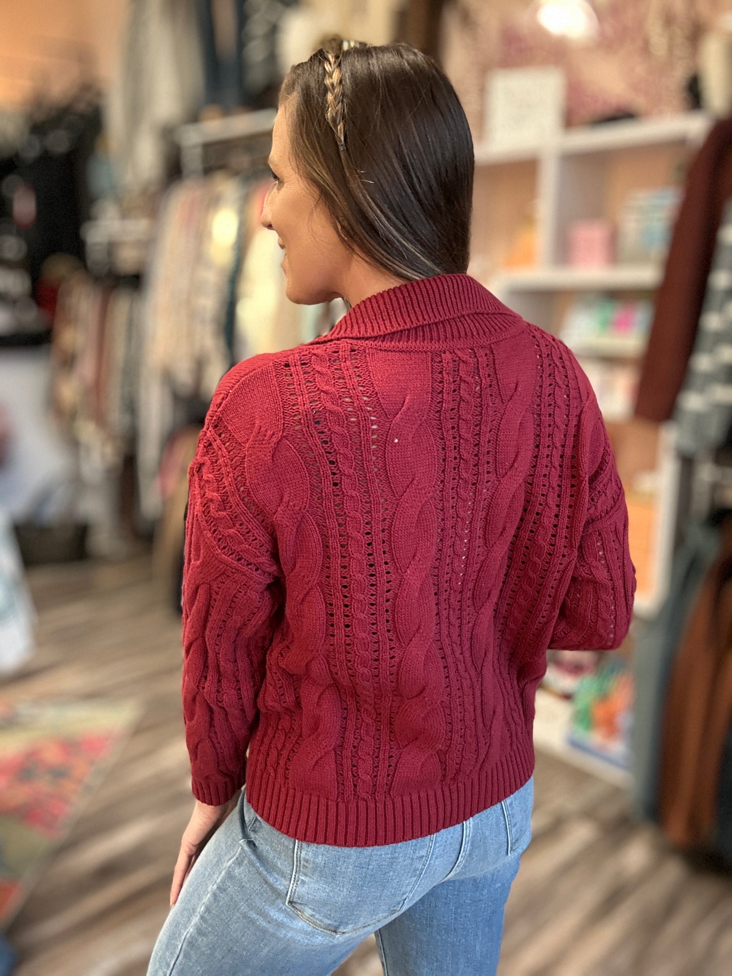 Rosewood Classic Cable Knit Sweater