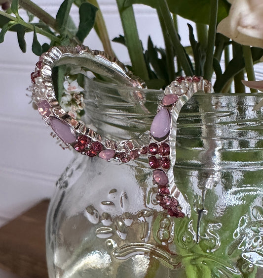 Pink and Silver Pearl Earrings
