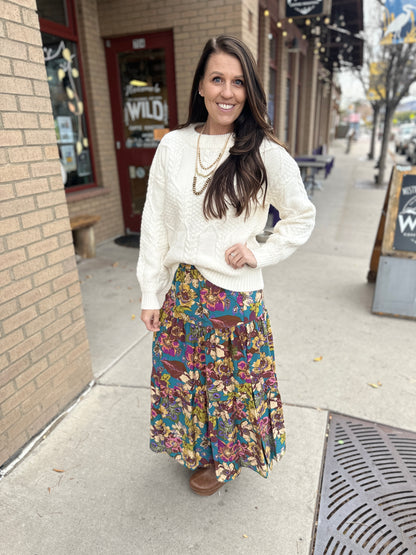 Floral Tiered Maxi Skirt