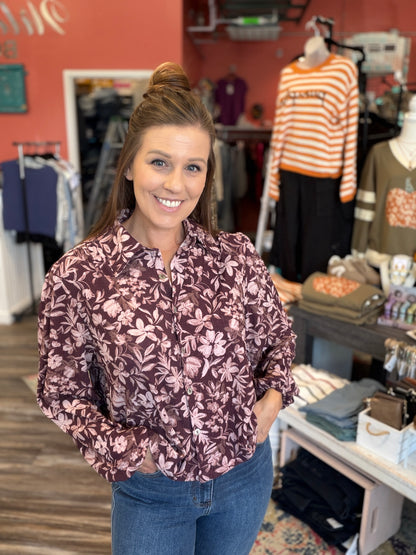 Floral Gauze Long Sleeve