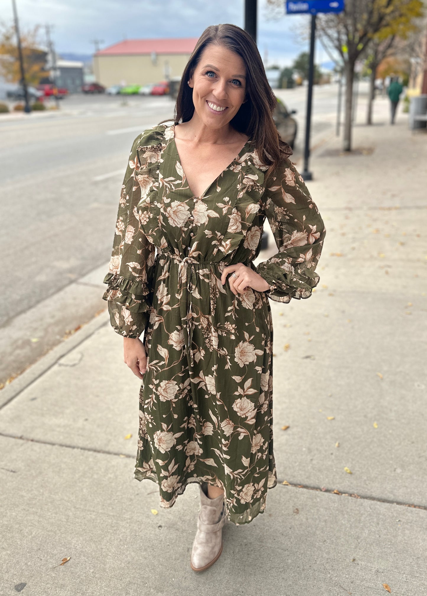 Ruffle Midi Floral Dress