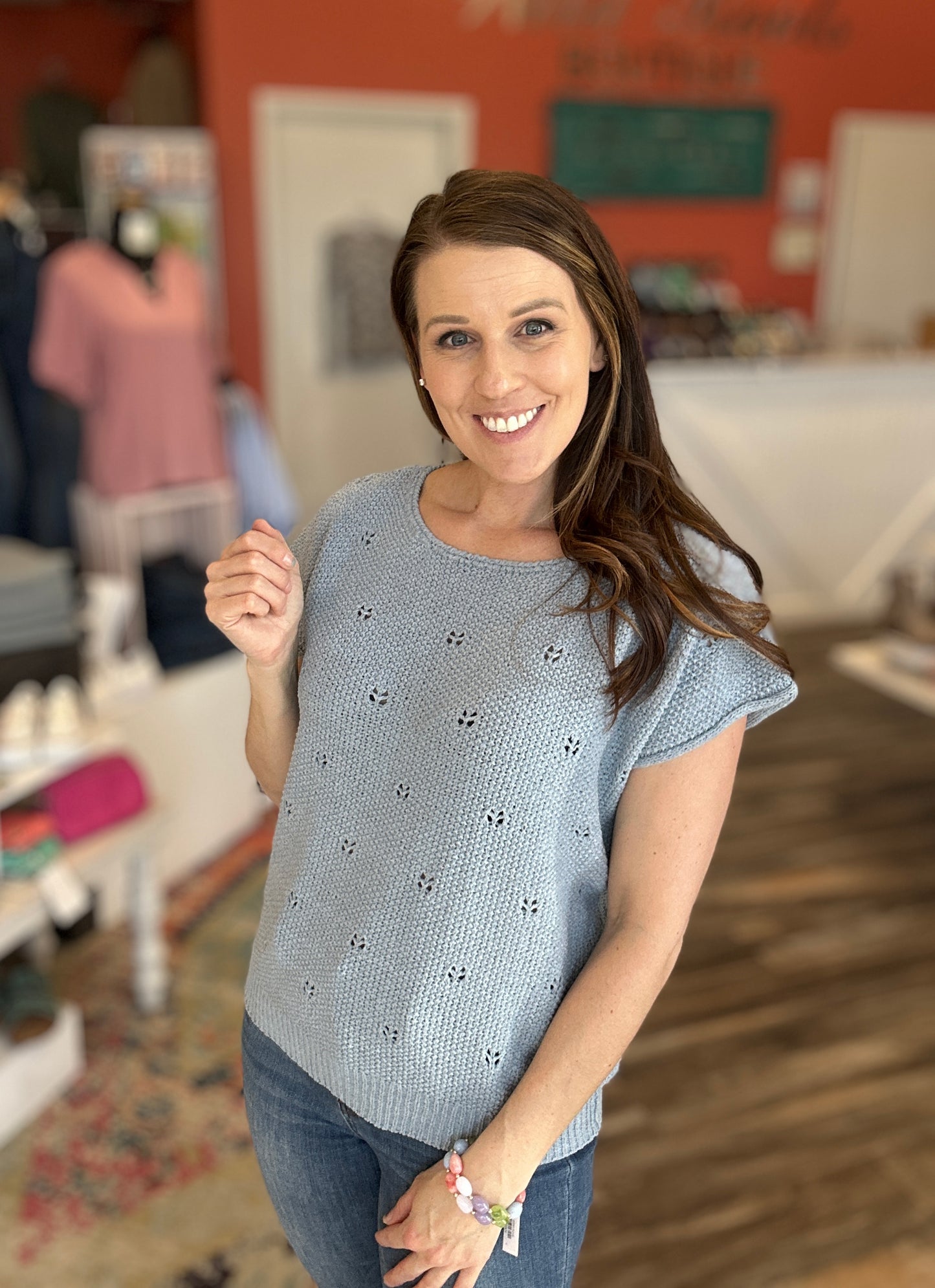 Pointelle Knit Short Sleeve