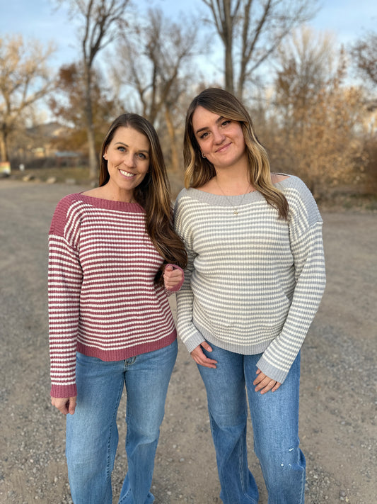Striped Boat Neck Sweater