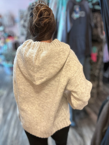 Contrast String Hoodie Sweater