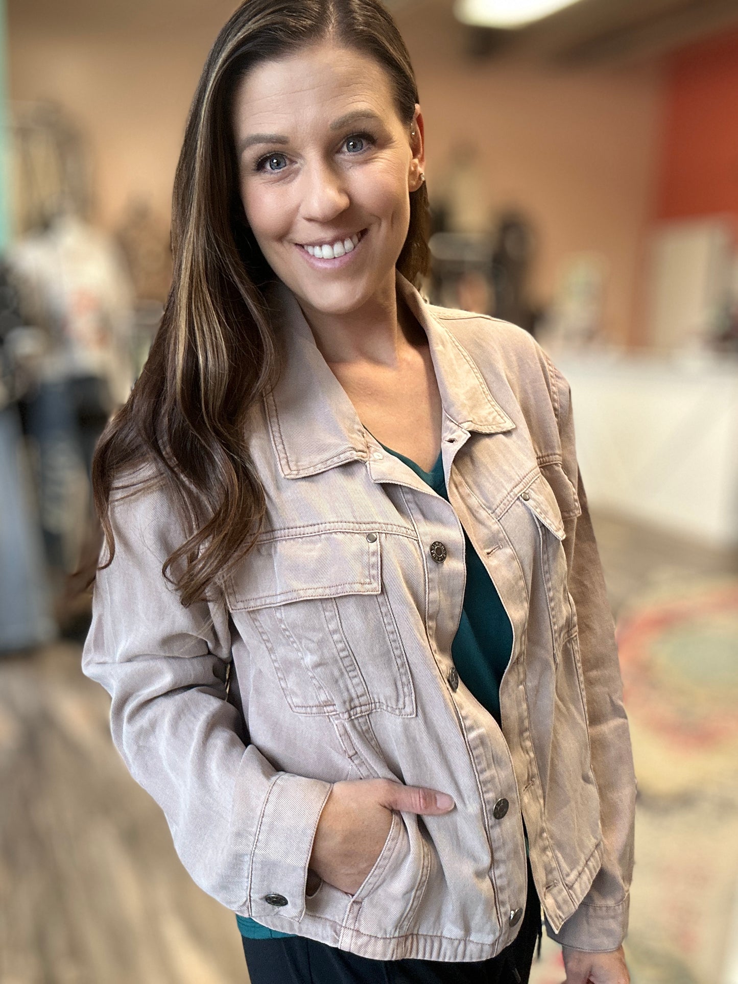 Mauve Cropped Button Up Jacket