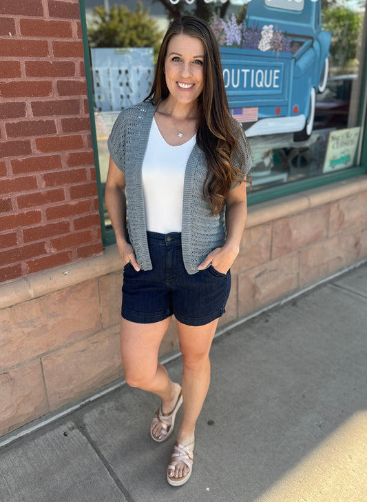 Crochet Knit Open Cardigan
