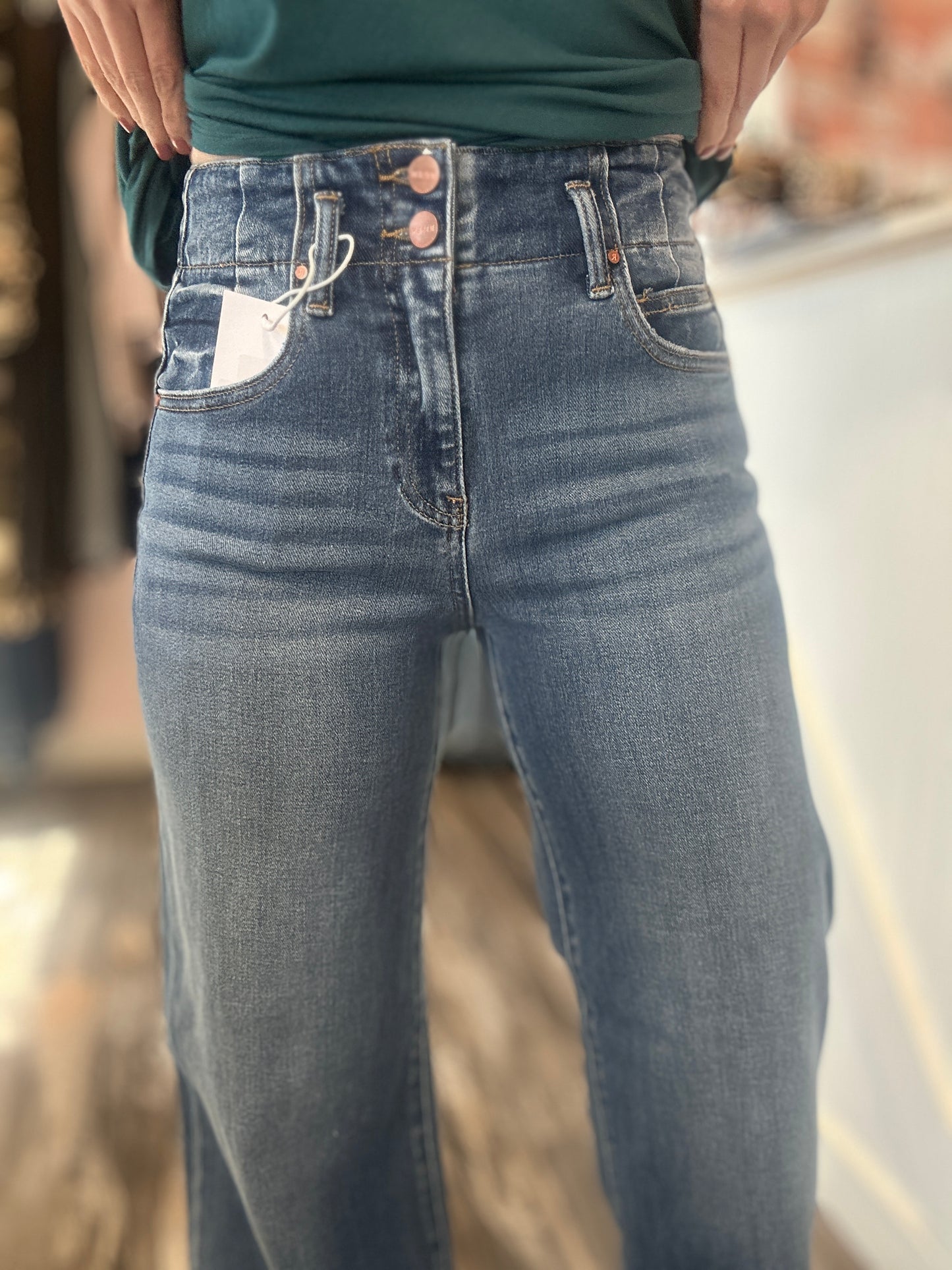 June Wide Leg Seam Detail Jeans