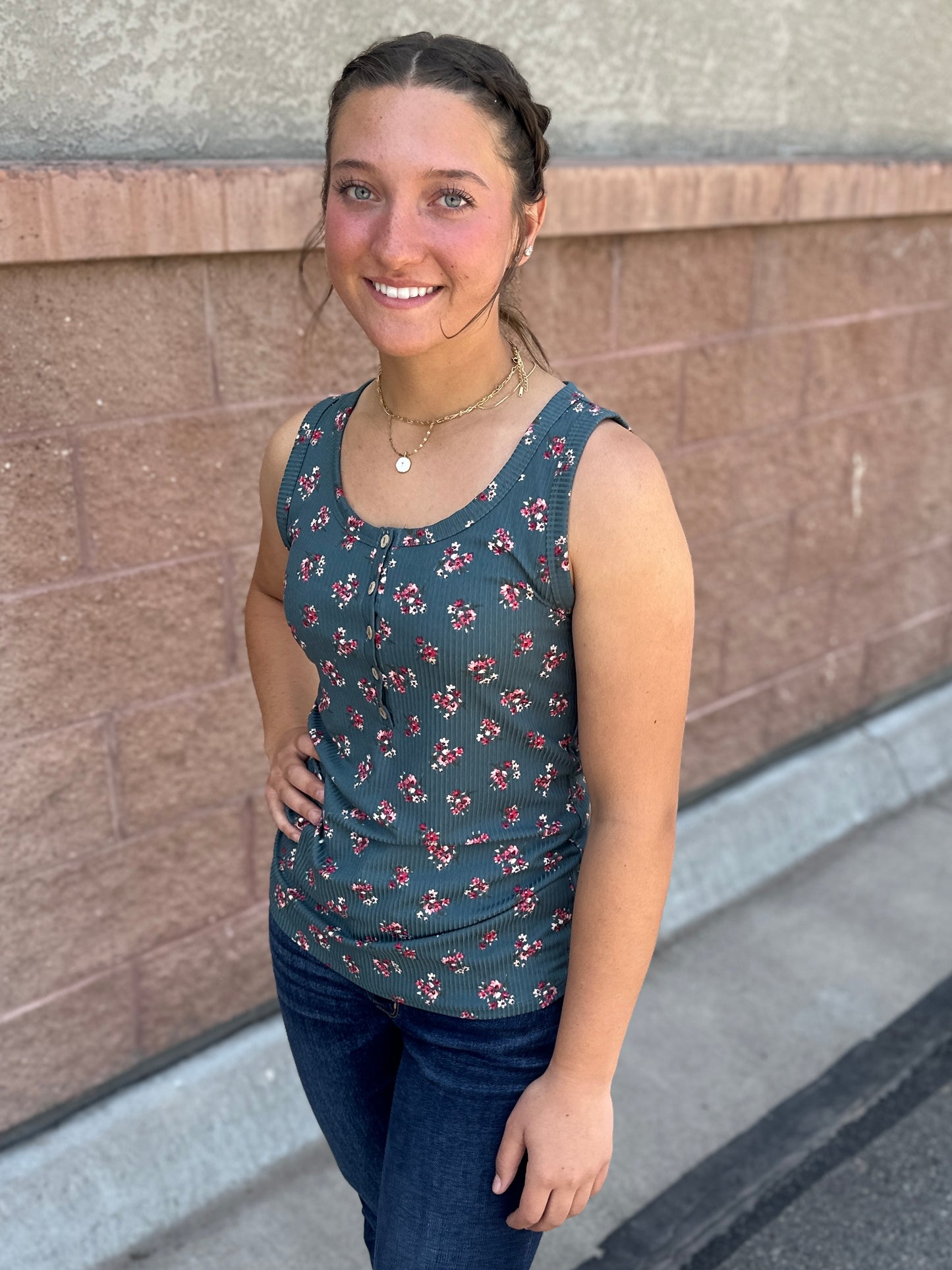 Floral Henley Tank