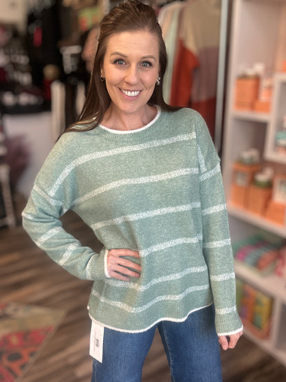 Sage Striped Sweater
