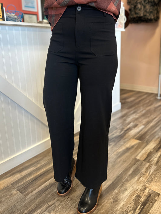 Black Knit Ankle Pants