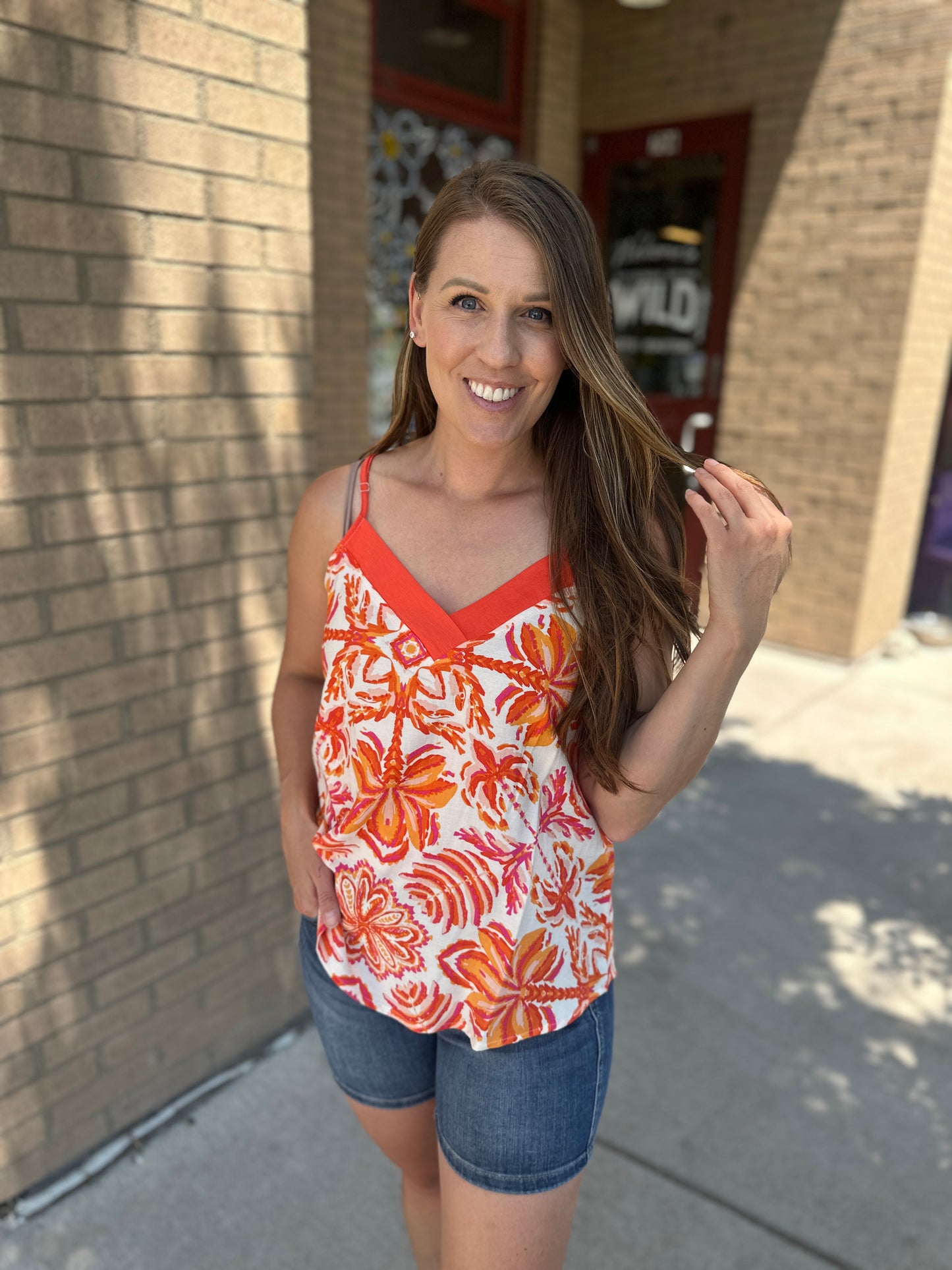 Floral Printed V-Neck Tank