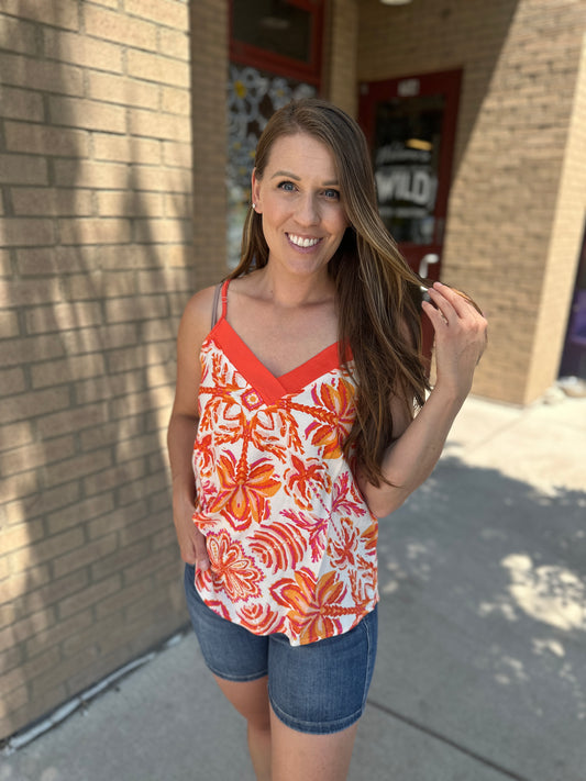 Floral Printed V-Neck Tank