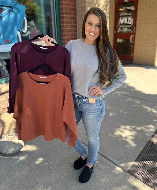 Textured Dolman Long Sleeve