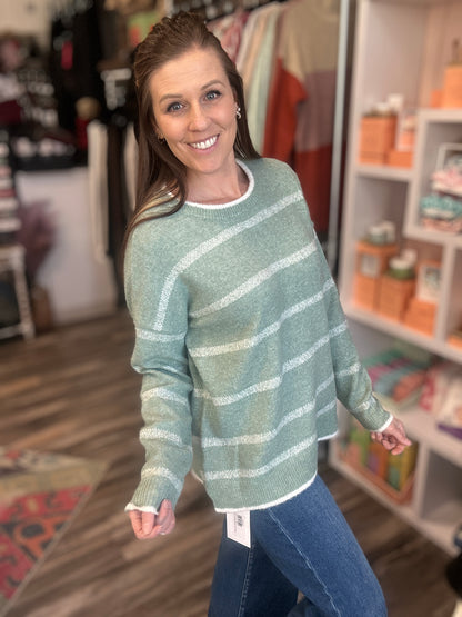 Sage Striped Sweater