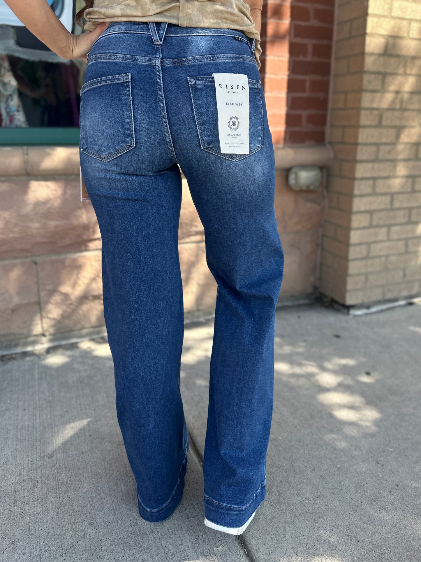 Jennifer Patch Pocket Wide Leg Jeans