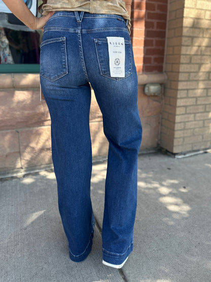 Jennifer Patch Pocket Wide Leg Jeans