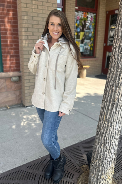 Cream Hooded Shacket