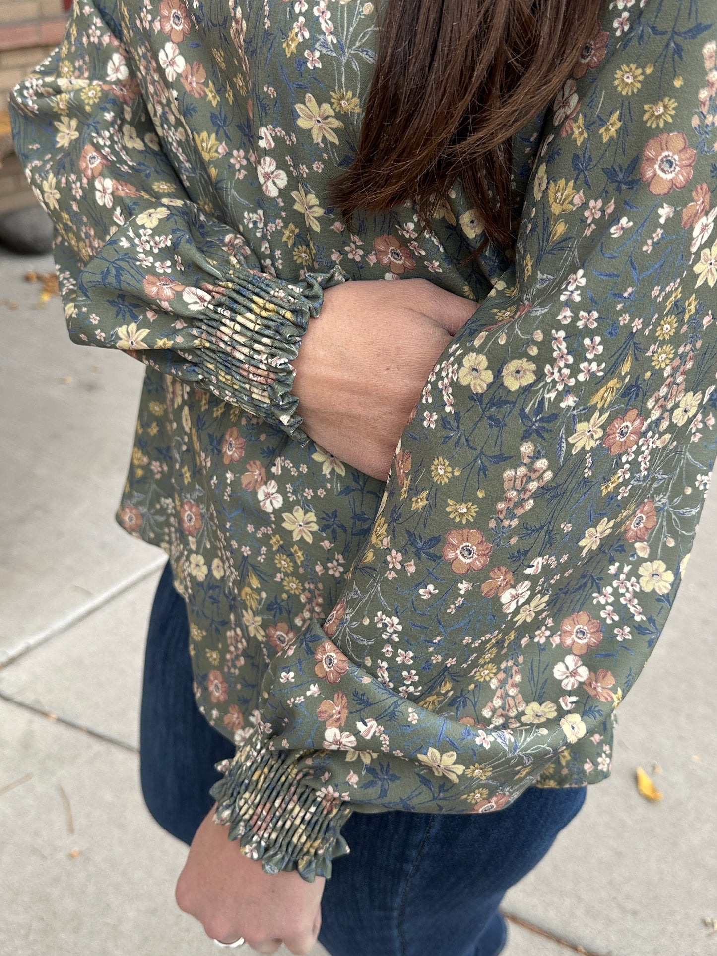 Olive and Floral Blouse