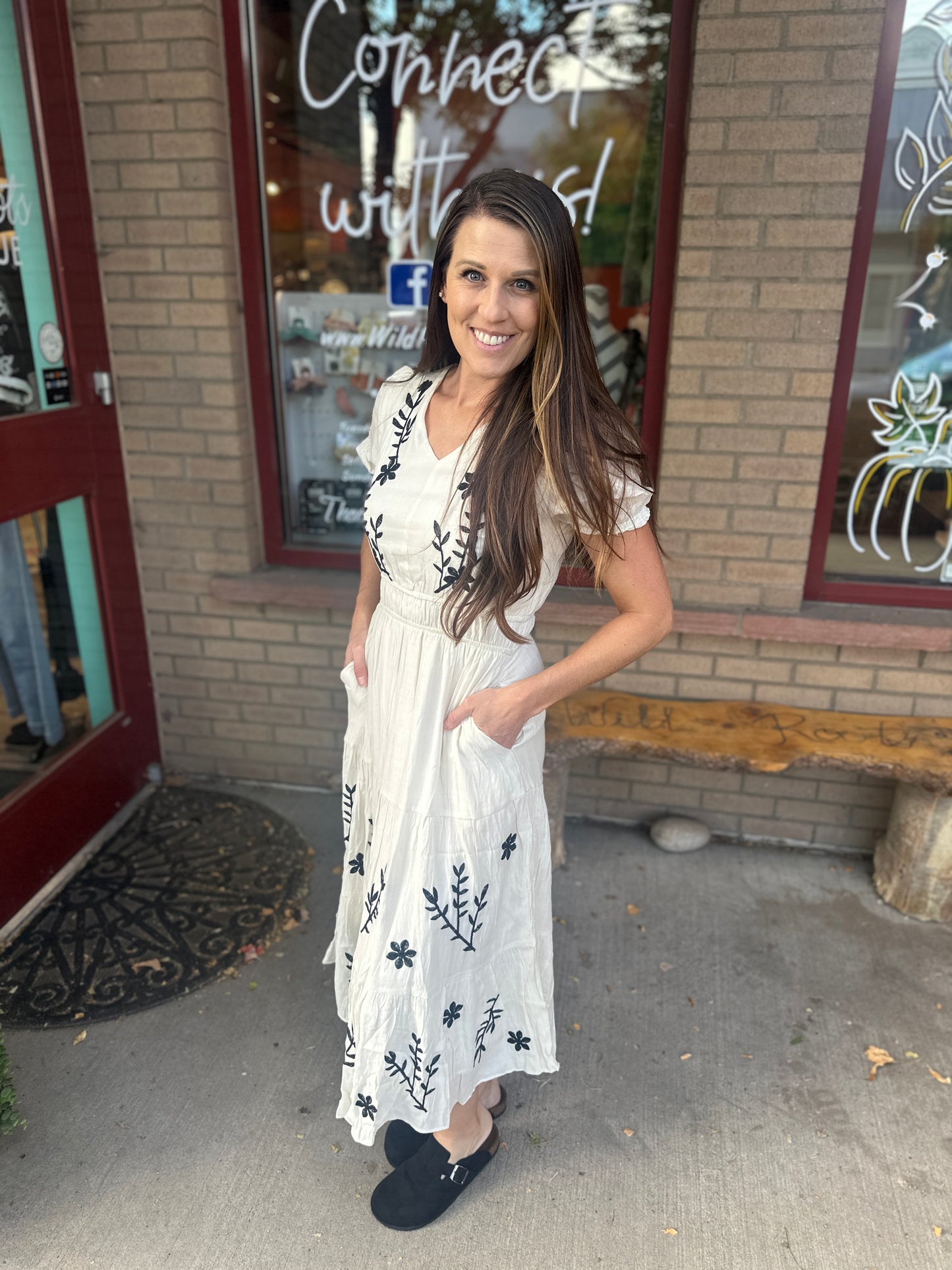 Ivory & Floral Black Dress