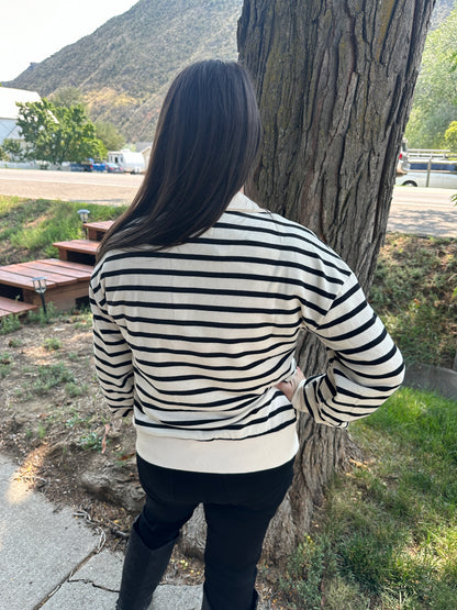 Striped 3/4 Zip Sweater