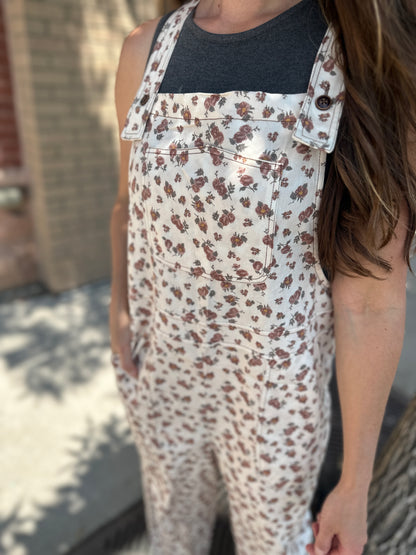 Barrel Bib Floral Suspender Overalls
