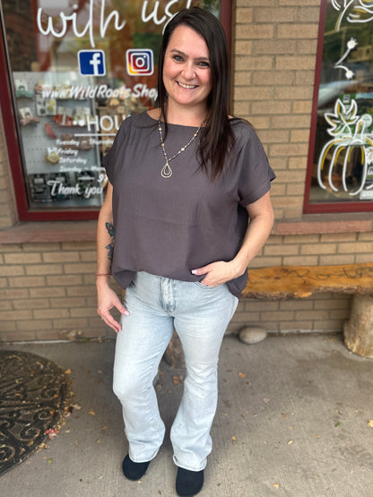 Charcoal Dolman Short Sleeve