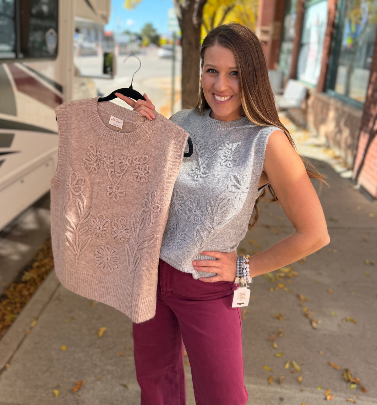 Floral Embroidered Sweater Vest