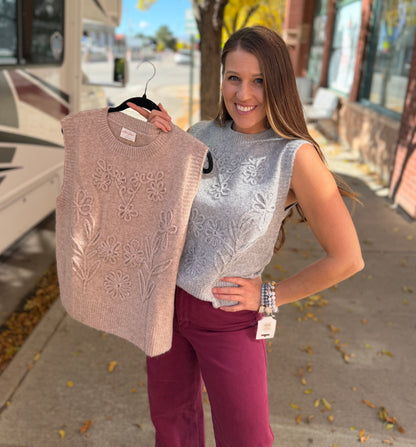 Floral Embroidered Sweater Vest