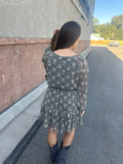 Patterned Tiered Ruffle Midi Dress