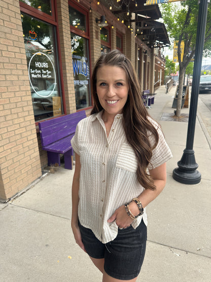 Linen Striped Short Sleeve