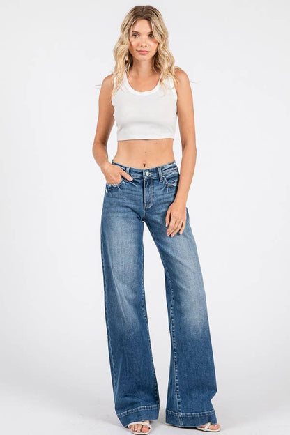Lynn Mid Rise Wide Leg Jeans