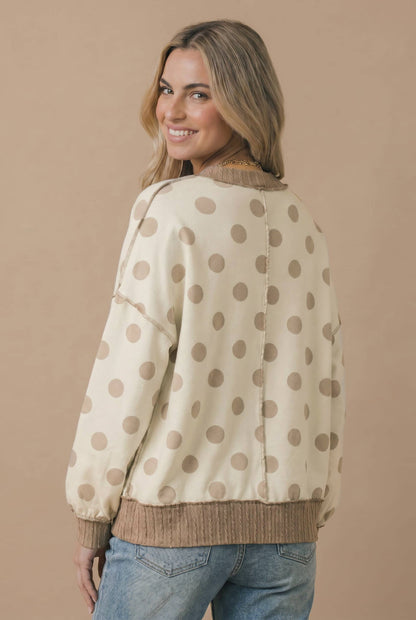 Polka Dot Exposed Seam French Terry Top