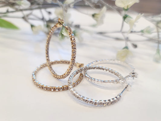 Rhinestone Hoop Earrings Small