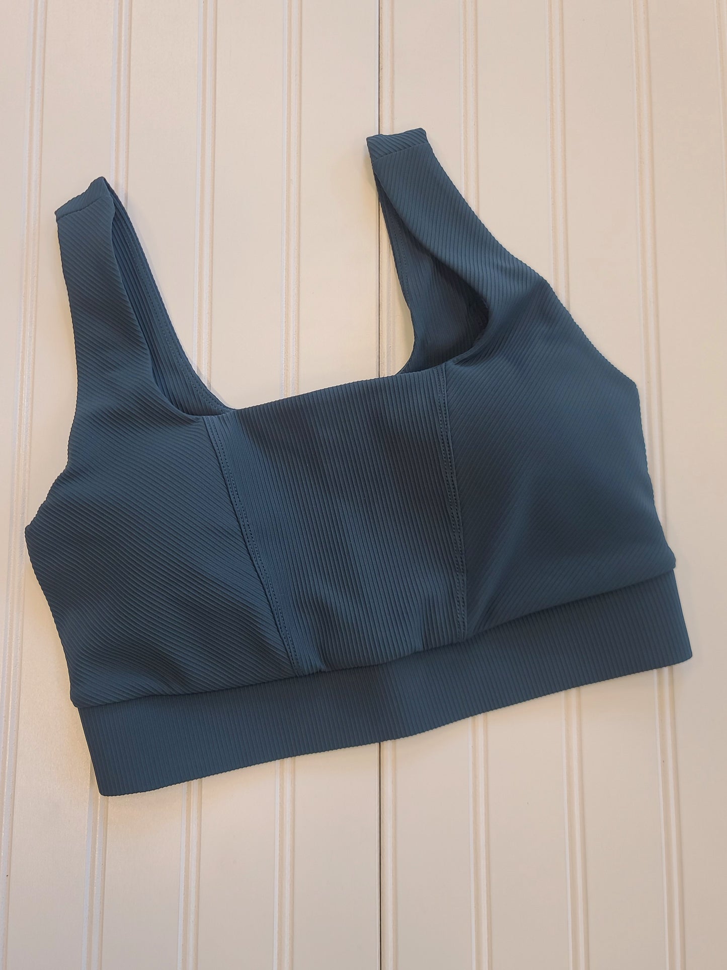 Nylon Rib Square Neck Sports Bra