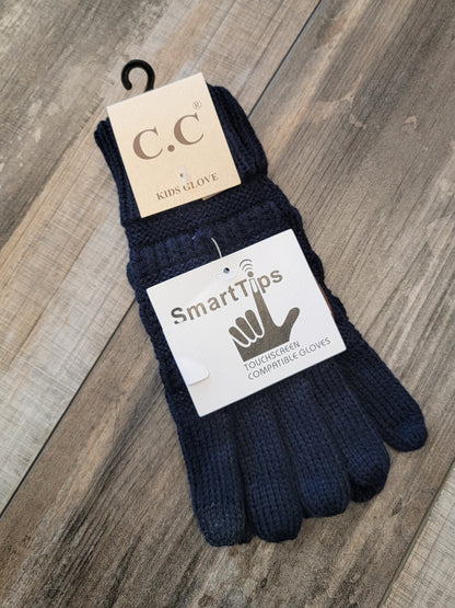 Kids Ribbed Knit Gloves