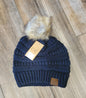 Ribbed Knit Faux Fur Pom Beanie